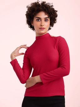 FableStreet - Cut-out Shoulder Detail Tee - Pink