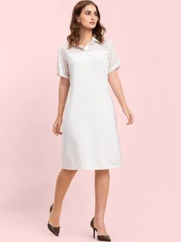 FableStreet - Lace Detail Shift Dress - White