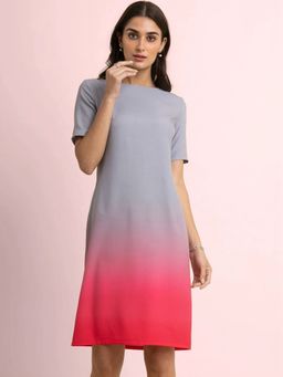 FableStreet - Ombre Shift Dress - Grey and Fuchsia