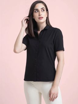 FableStreet - Cotton Knitted Shirt -Black