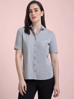 FableStreet - Cotton Knitted Shirt -Grey