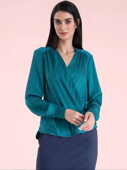 FABLE STREET - Wrap V - Neck Top - Green