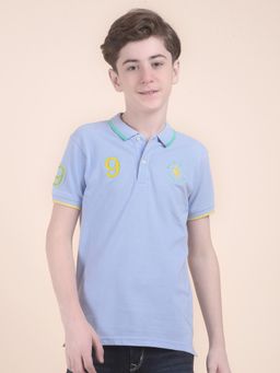 Cantabil - Blue Regular Fit Poly Cotton Casual Polo T-Shirt