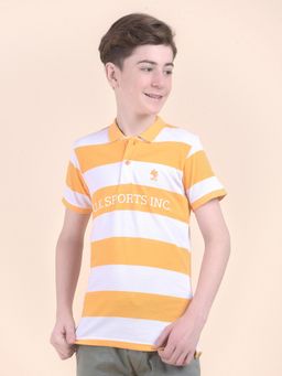 Cantabil - Regular Fit Poly Cotton Fabric Striped Pattern Casual Polo T-Shirt