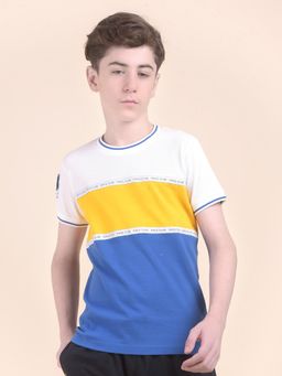 Cantabil - Regular Fit Poly Cotton Fabric Colorblock Pattern Casual T-Shirt