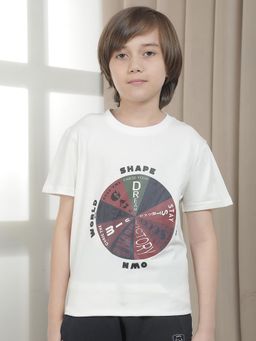 Cantabil - White Regular Fit Poly Cotton Fabric Printed Casual T-Shirt
