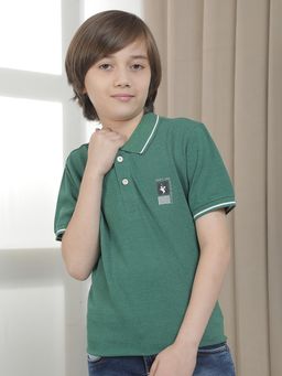 Cantabil - Green Regular Fit Poly Cotton Fabric Casual Polo T-Shirt