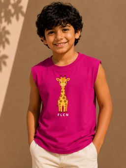 FLCN - Boys Pink Giraffe Boxy T-Shirt