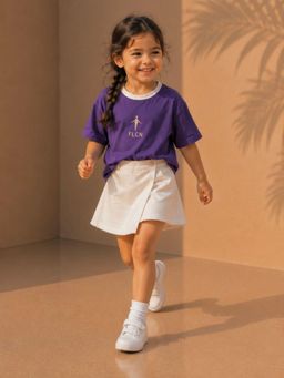 FLCN - Purple Girls Boxy Cut and Sew T-Shirt
