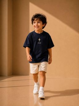 FLCN - Navy Blue Boys Boxy T-Shirt