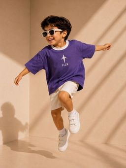 FLCN - Purple Boys Boxy Cut and Sew T-Shirt