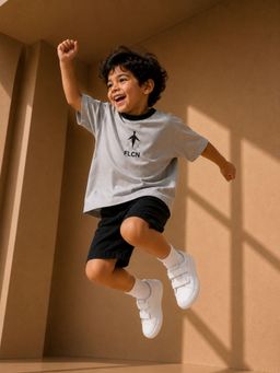 FLCN - Grey Boys Boxy Cut and Sew T-Shirt