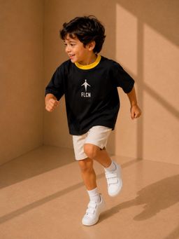 FLCN - Black Boys Boxy Cut and Sew T-Shirt