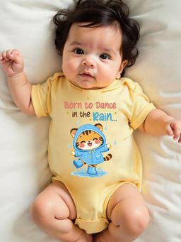 KNITROOT - Yellow Monsoon Theme Half Sleeves Born To Dance In The Rain Bodysuit