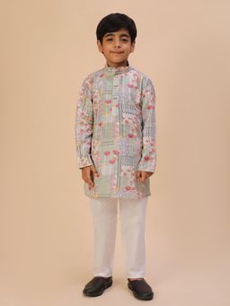 Pro Ethic Style Developer - Green Floral Print Kurta with Pyjama