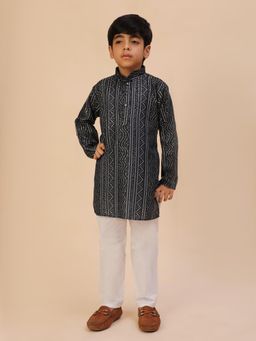 Pro Ethic Style Developer - Black Bandhani Print Kurta with Pyjama