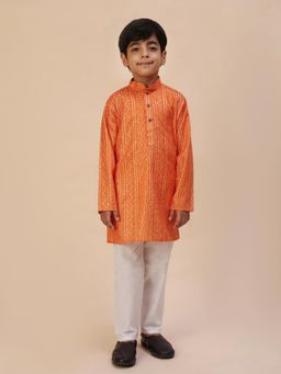 Pro Ethic Style Developer - Orange Bandhani Print Kurta with Pyjama