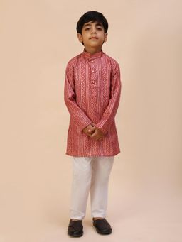 Pro Ethic Style Developer - Peach Bandhani Print Kurta with Pyjama