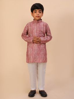Pro Ethic Style Developer - Mauve Floral Print Kurta with Pyjama