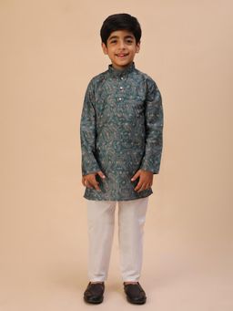 Pro Ethic Style Developer - Green Paisley Print Kurta with Pyjama