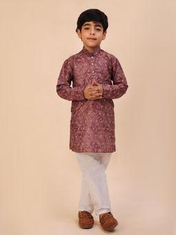 Pro Ethic Style Developer - Maroon Paisley Print Kurta with Pyjama