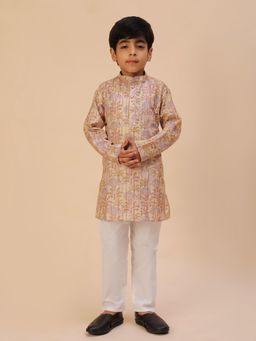 Pro Ethic Style Developer - Yellow Floral Print Kurta with Pyjama