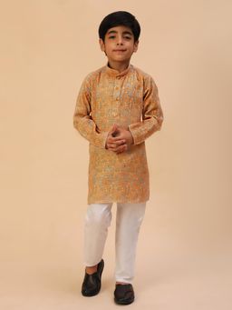 Pro Ethic Style Developer - Mustard Floral Print Kurta with Pyjama