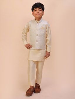 Pro Ethic Style Developer - Cream Kids Kurta with Waistcoat and Pant