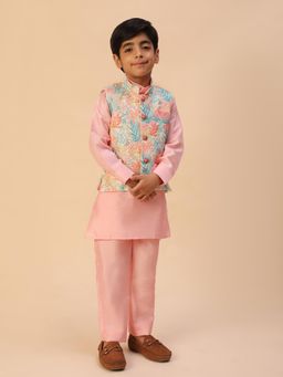 Pro Ethic Style Developer - Pink Kids Kurta with Waistcoat and Pant
