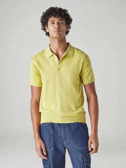 Levi's - Mens Yellow Solid/Plain Polo T-Shirt