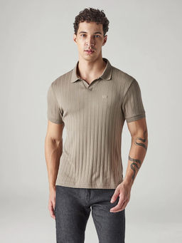 Levi's - Mens Brown Textured Polo T-Shirt