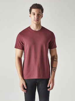 Levi's - Mens Maroon Solid/Plain T-Shirt
