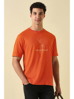 Allen Solly - Men Orange Graphic Print Crew Neck T-Shirt