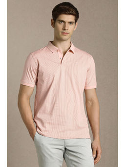 Louis Philippe - Men Pink Print Polo T-Shirt