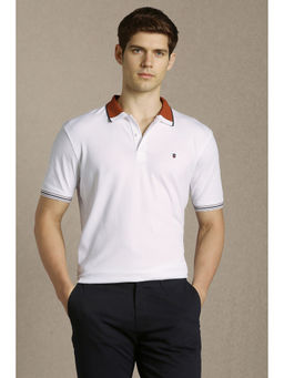 Louis Philippe - Men White Solid Polo T-Shirt