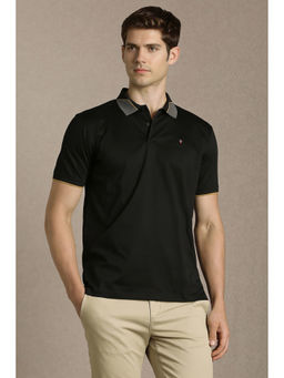 Louis Philippe - Men Black Solid Polo T-Shirt