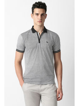 Van Heusen - Men White Print Polo T-Shirt