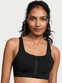 Victoria's Secret - Black Featherweight Max Front-Close Sports Bra