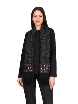 Model - Women Regular Fit Self Design Women Muffler Black