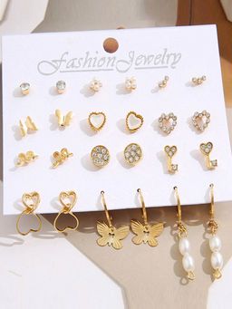 Jewels Galaxy - Jewellery For Women Gold Plated Drop and Stud Earrings Trending (Pack of 12)