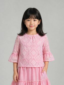 ELLE - Girls Elle Pink Embroidery Top