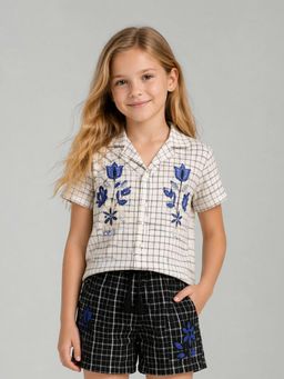 ELLE - Girls Elle White Cotton Striped Girls Shirt