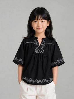 ELLE - Girls Elle Black Cotton Solid Top