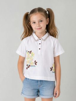 ELLE - Girls Elle White Embroidered Top