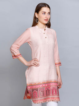 Kidar - Women Pink Ethnic Wear Cotton Silk Kurti