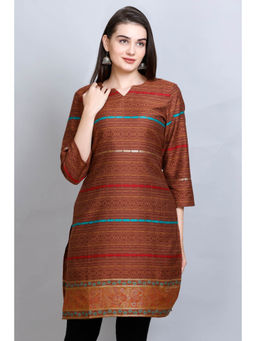 Kidar - Women Rust Ethnic Wear Cotton Silk Kurta