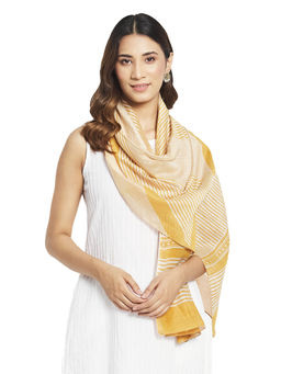 Fabindia - Mustard Cotton Silk Printed Stoles