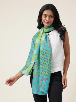 Fabindia - Blue Silk Printed Stole