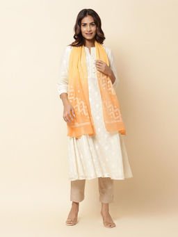 Fabindia - Yellow Cotton Silk Blend Chikankari Stole