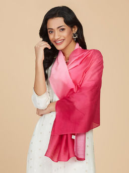 Fabindia - Pink Cotton Silk Hand Woven Stole